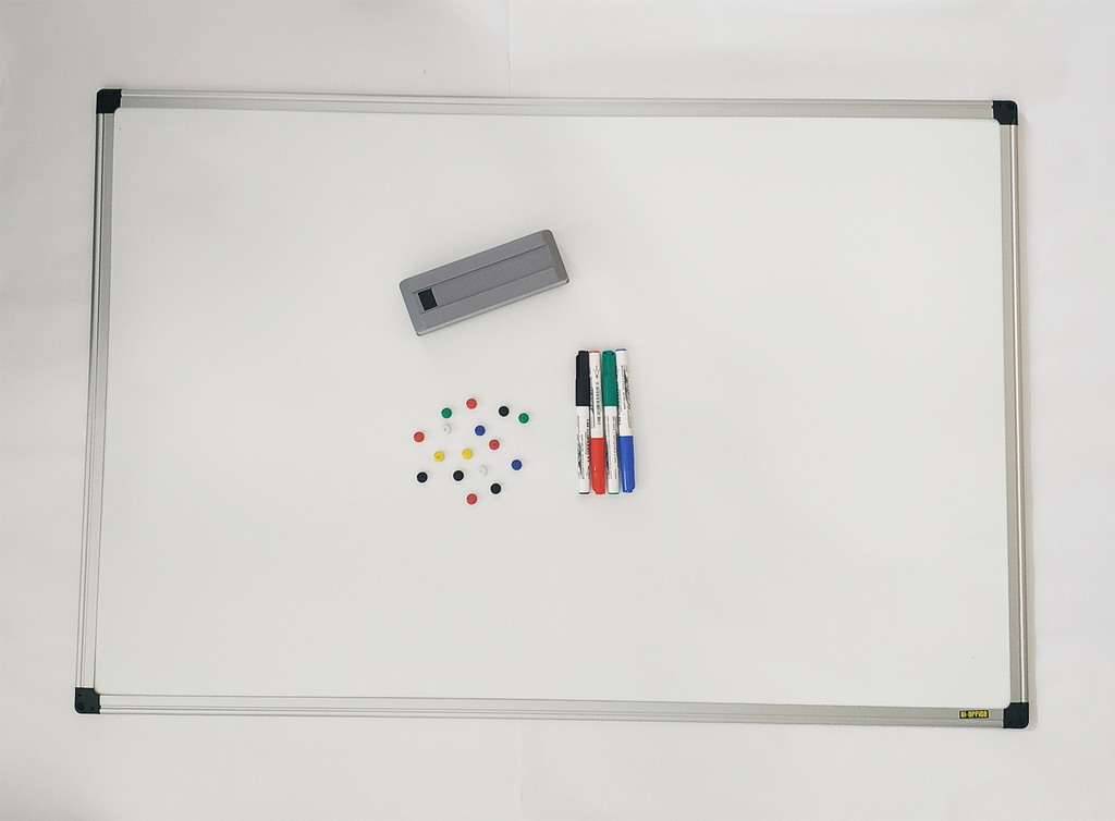 KIT TABLEAU BLANC + 16 AIMANTS + BROSSE + 4 MARQUEURS