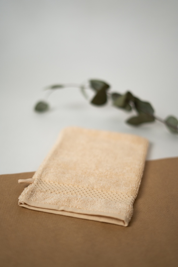 GANT DE TOILETTE COTON BIO - 15 X 22 CM - LATTE