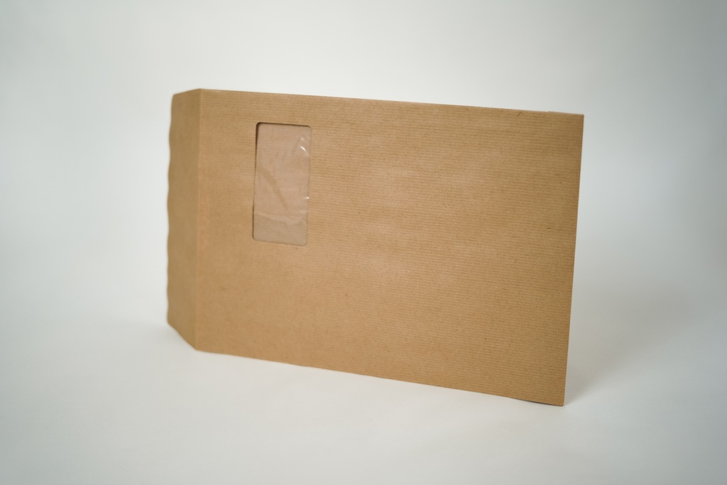 ENVELOPPE KRAFT 120G - 229 X 324 MM (C4) - FENETRE 50 X 100 MM - SOUFFLET 3 CM