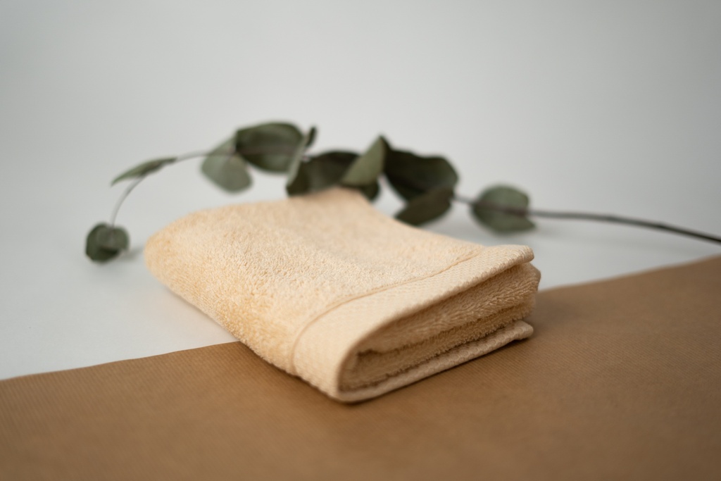 SERVIETTE INVITE COTON BIO - 30 X 50 CM - BLEU MINERAL