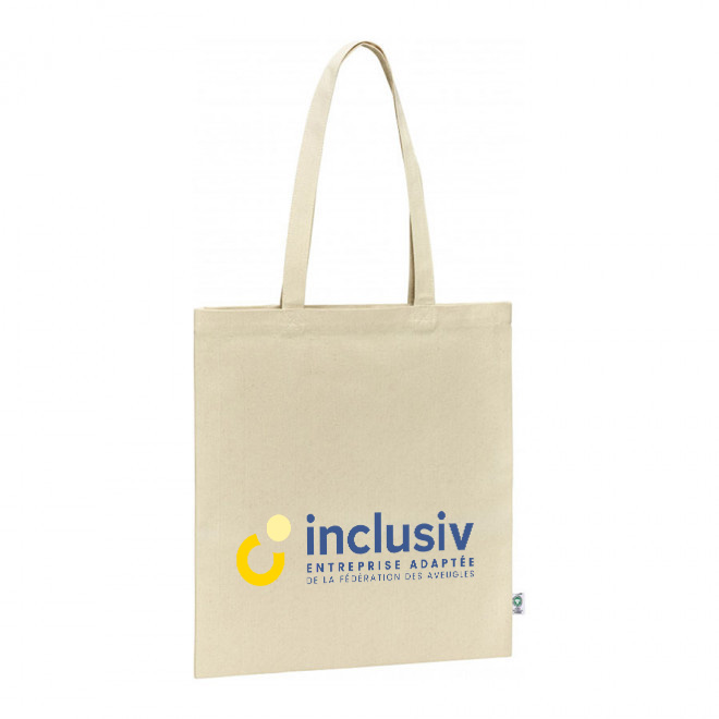 [OP-MARBIO100-4] TOTE BAG COTON BIO ORGANIQUE - 100 G/M2 - AVEC PERSO QUADRI