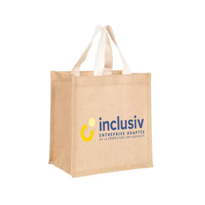 CABAS EN JUTE - PETIT MODELE - AVEC PERSO QUADRI