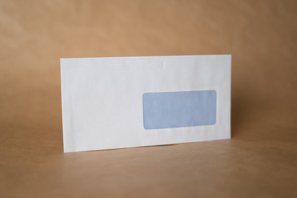 ENVELOPPE RECYCLEE BLANCHE 80G - 110 X 220 MM (DL) - FENETRE 45 X 100 MM