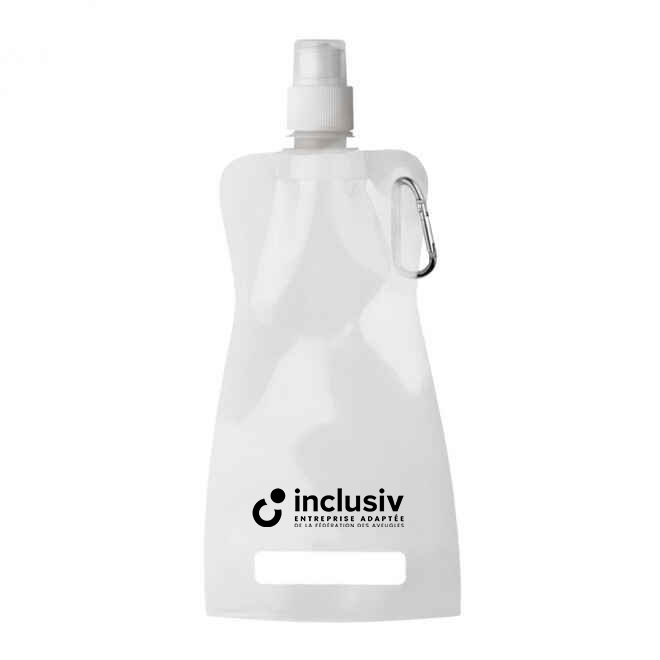 [OP-FIT-1-BLA] GOURDE PLIABLE 420 ML - AVEC PERSO 1 COULEUR (Blanc)