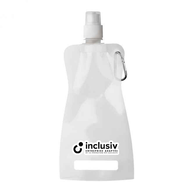 [OP-FIT-2-BLA] GOURDE PLIABLE 420 ML - AVEC PERSO 2 COULEURS (Blanc)
