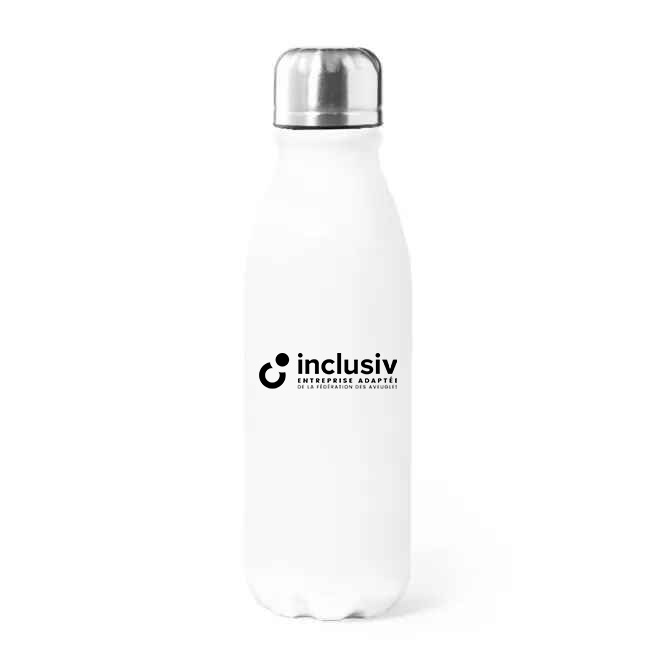 [OP-FIE-1-BLA] GOURDE ALUMINIUM 500 ML - AVEC PERSO 1 COULEUR (Blanc)