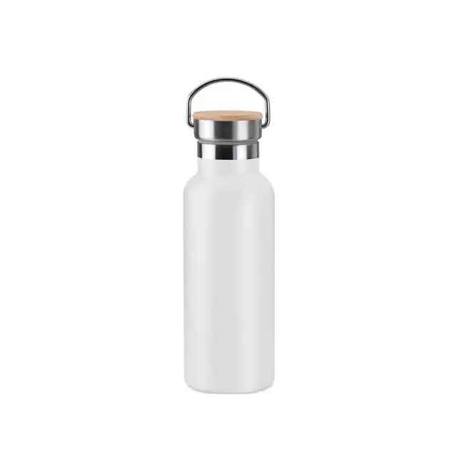 [OP-HOL-BLA] BOUTEILLE ISOTHERME INOX BAMBOU 500 ML - SANS PERSO (Blanc)