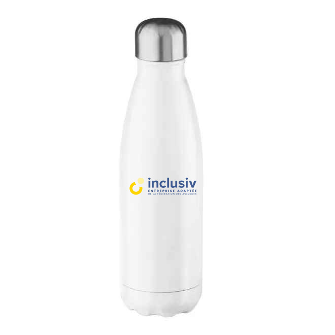 [OP-AST-4-BLA] BOUTEILLE ISOTHERME INOX 500 ML - AVEC PERSO QUADRI (Blanc)
