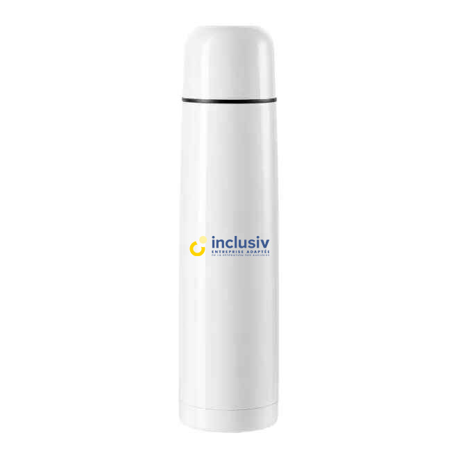 [OP-ISO-4-BLA] BOUTEILLE ISOTHERME INOX 1 L - AVEC PERSO QUADRI (Blanc)