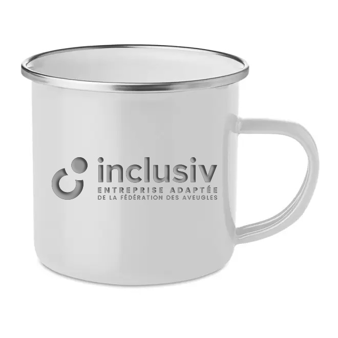 [OP-RAN-GL-BLA] MUG METAL VINTAGE 35 CL - AVEC PERSO GRAVURE LASER (Blanc)