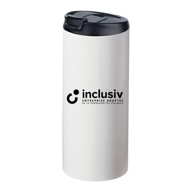 [OP-SCA-1-BLA] MUG ISOTHERME INOX 35 CL - AVEC PERSO 1 COULEUR (Blanc)