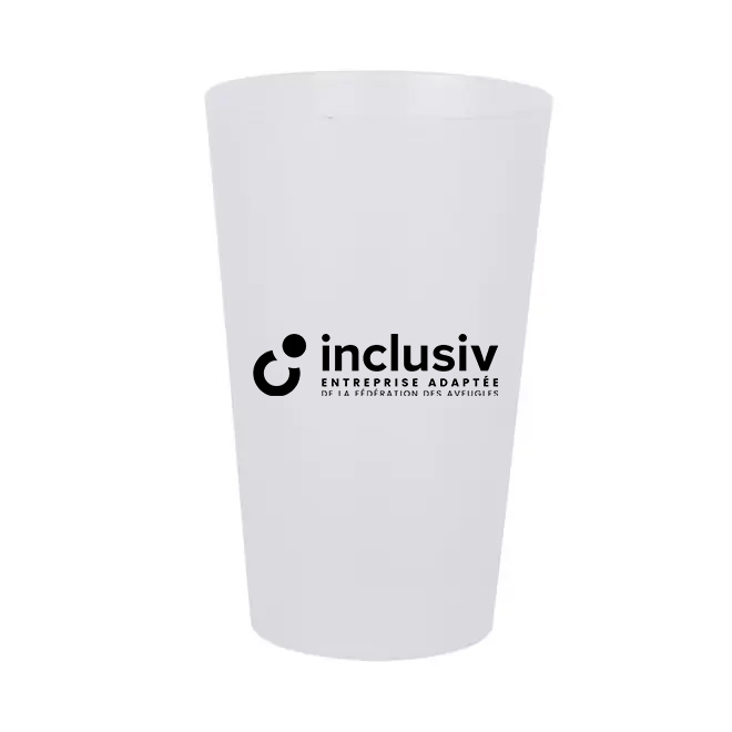 [OP-CUP30-1-BLA] GOBELET REUTILISABLE - 33 CL - AVEC PERSO 1 COULEUR (Givré blanc)
