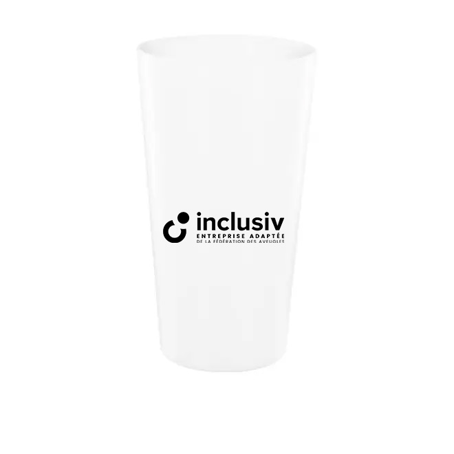 [OP-CUP60-1-BLA] GOBELET REUTILISABLE - 60 CL - AVEC PERSO 1 COULEUR (Givré blanc)
