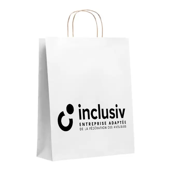 [OP-HONL-1-BLA] SAC SHOPPING KRAFT - TAILLE L - AVEC PERSO 1 COULEUR (Blanc)