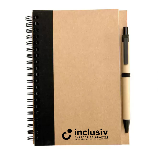 [OP-RAM-1-NOI] CARNET SPIRALES RECYCLE A5 - AVEC PERSO 1 COULEUR (Noir)