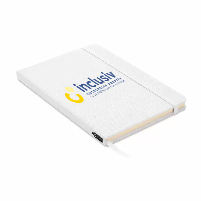 [OP-JAM-4-BLA] CARNET RPET RECYCLE A5 - AVEC PERSO QUADRI (Blanc)