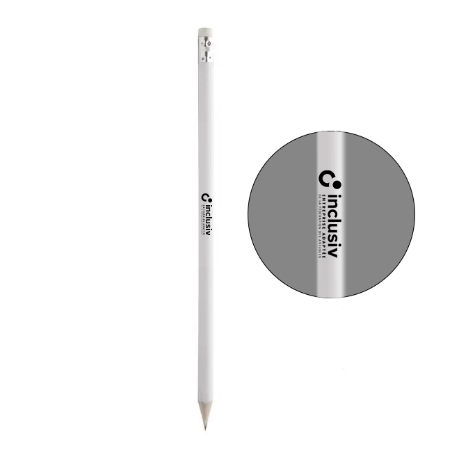 [OP-ETH-1-BLA] CRAYONS A PAPIER BOIS - LOT DE 100 - AVEC PERSO 1 COULEUR (Blanc)