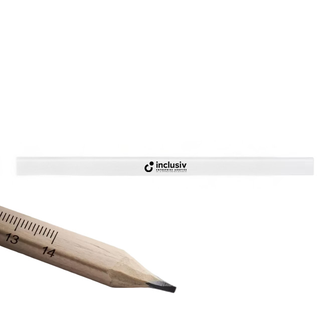 [OP-JOS-1-BLA] CRAYON A PAPIER DE CHANTIER - AVEC PERSO 1 COULEUR (Blanc)