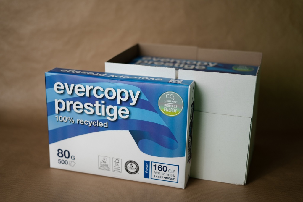 PAPIER A4 RECYCLE BLANC 80G - CARTON DE 5 RAMETTES DE 500 FEUILLES